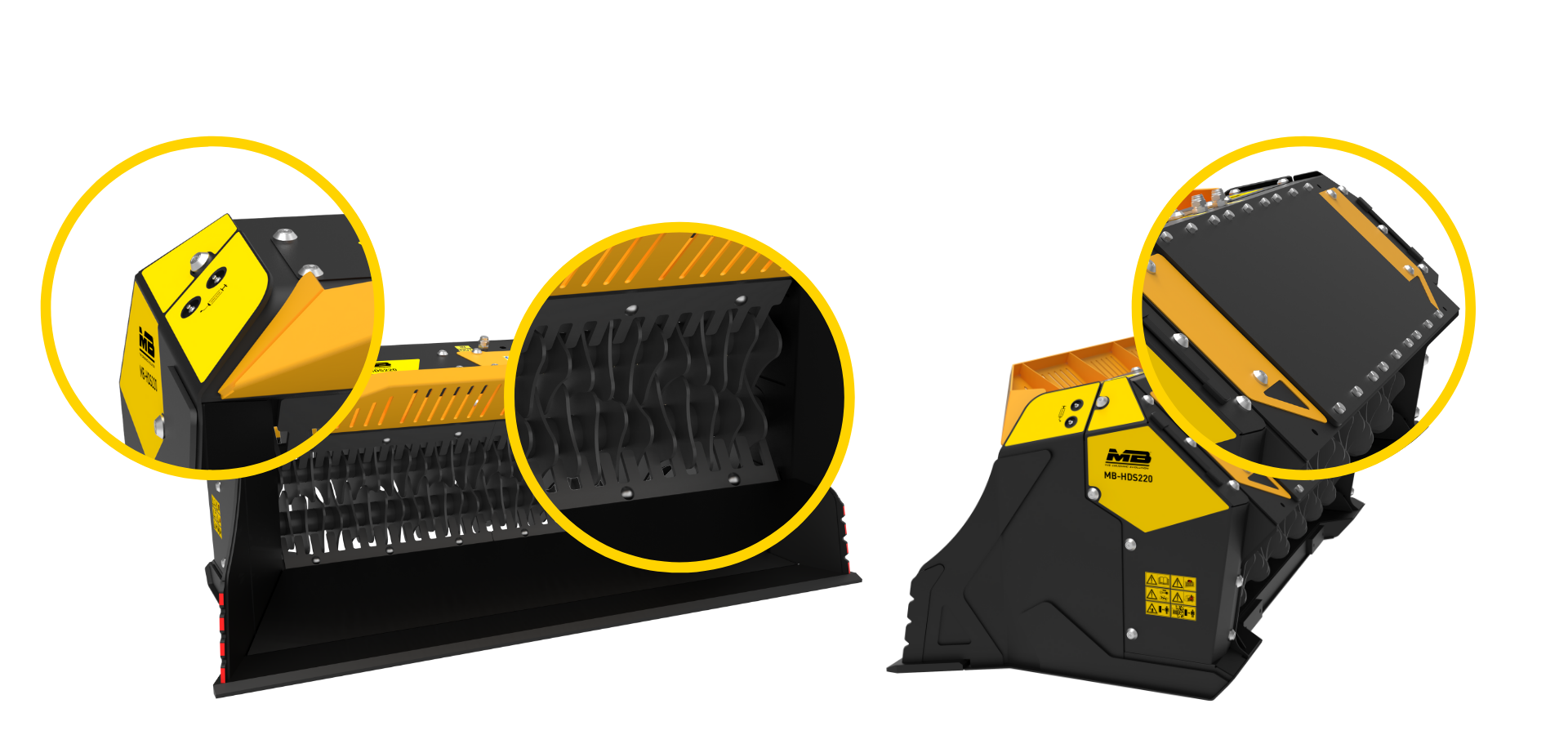 the MB-HDS220 padding  bucket fits on loaders and skid steers
