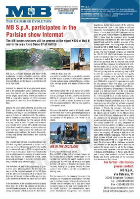 MB S.p.A. partecipates in the parisian show Intermat 