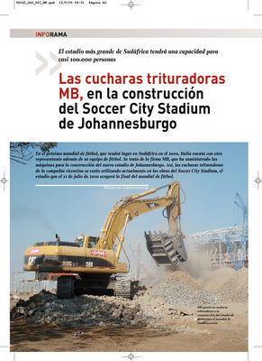 Las cucharas trituradoras MB, en la construcción del Soccer City Stadium de Johannesburgo