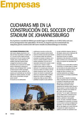 Cucharas MB en la construccion el soccer city stadium de Johannesburgo