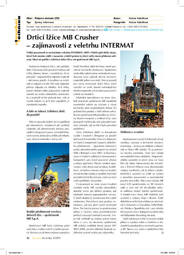  - Drticí lžíce MB Crusher – zajímavosti z veletrhu INTERMAT