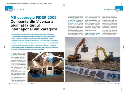 MB cucerešte FIDER 2009 Compania din Vicenza a triumfat la târgul internaøional din Zaragoza