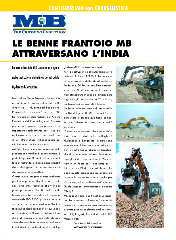  - Le benne frantoio MB attraversano l'India