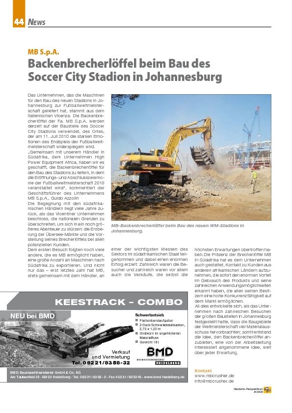  - Backenbrecherlöffel beim Bau des Soccer City Stadion in Johannesburg