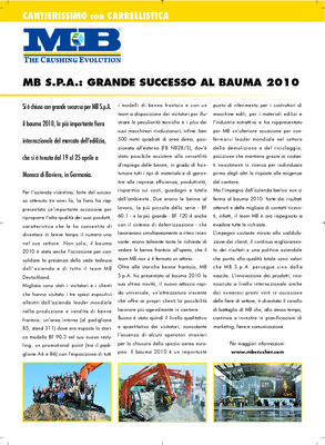 MB S.P.A.: grande successo al Bauma 2010!