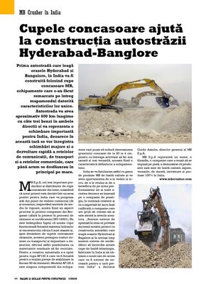 Cupele concasoare ajutã la construcþia autostrãzii Hyderabad-Banglore