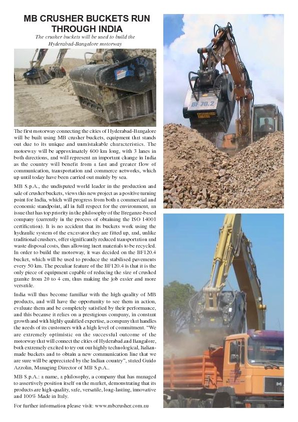  - MB Crusher Buckets Run Through India