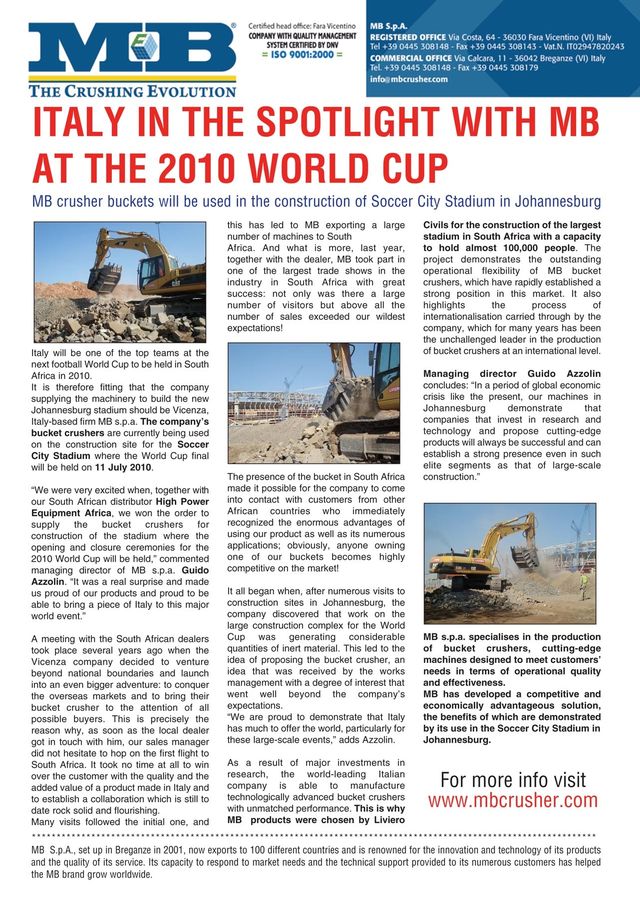  - Italy in the spotlight with MB at the 2010 World Cup