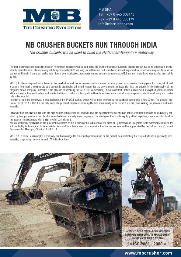  - MB CRUSHER BUCKETS RUN THROUGH INDIA