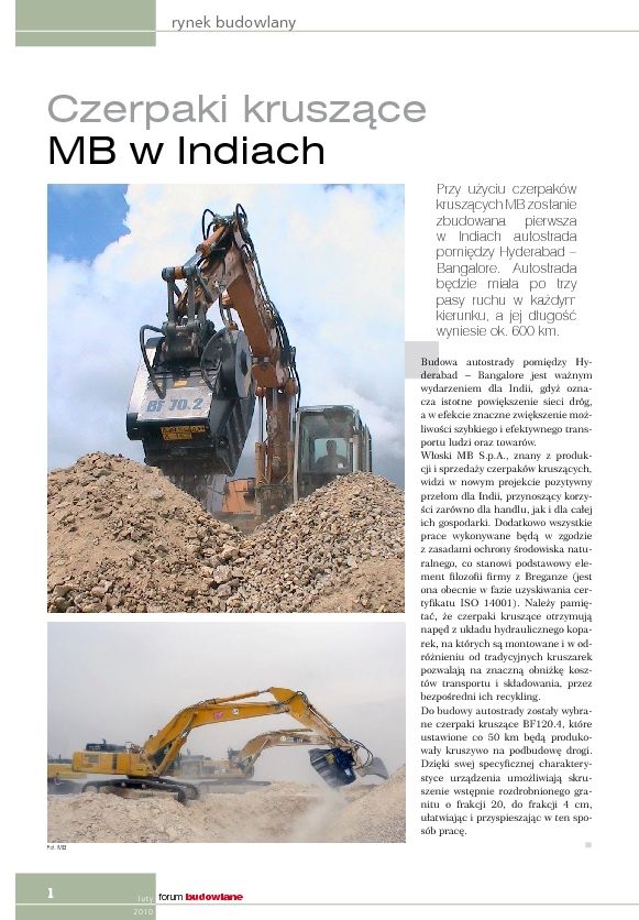 - Czerpaki kruszące MB w Indiach
