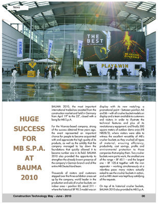 HUGE SUCCESS FOR MB S.P.A. AT BAUMA 2010