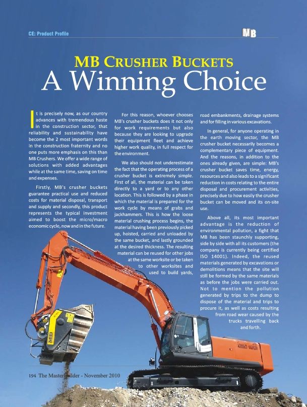  - MB Crusher Buckets: A winning choice