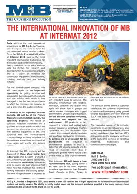 The International Innovation of MB at Intermat 2012