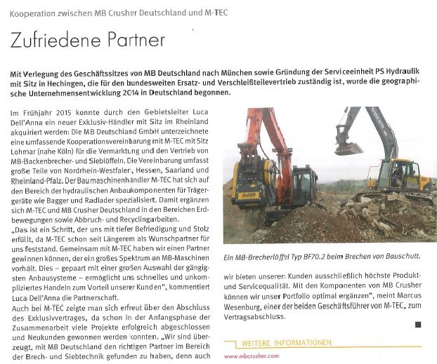 - Zufriedene Partner: Kooperation zwischen MB Crusher Dreutschland und M-TEC