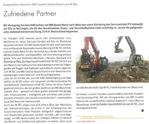 Zufriedene Partner: Kooperation zwischen MB Crusher Dreutschland und M-TEC