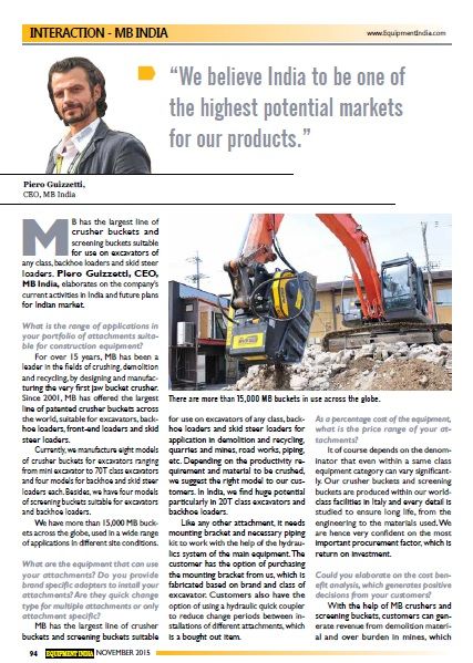  - Piero Guizzetti, CEO MB India: “We believe India to be one of the highest potential markets for our products.”