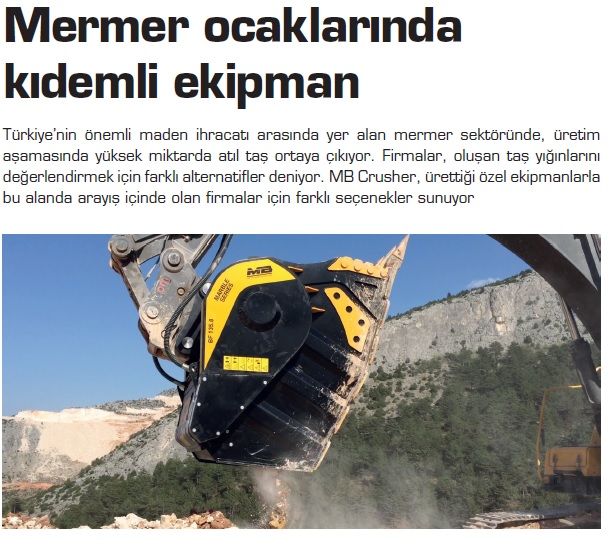  - Mermer ocaklarında kıdemli ekipman