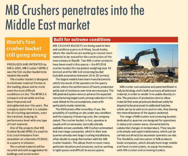 - MB Crushers penetrates into the Middle East market