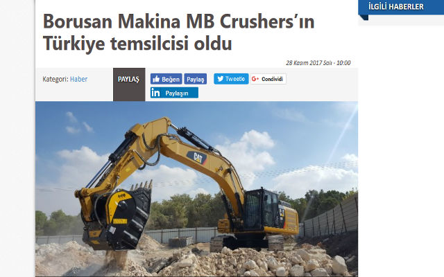  - Borusan Makina MB Crushers’ın Türkiye temsilcisi oldu