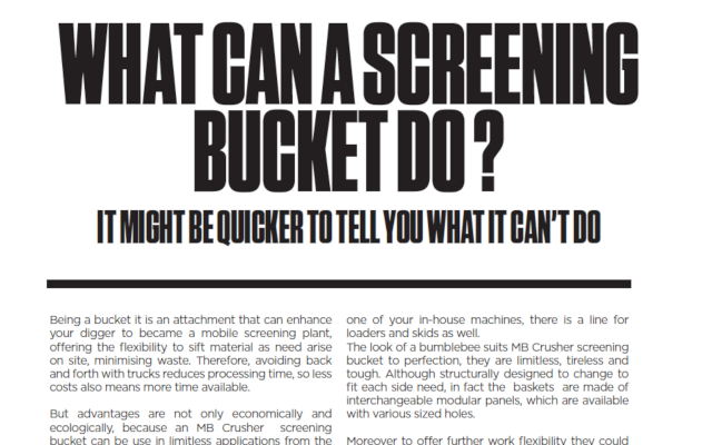  - What can a screening bucket do? 