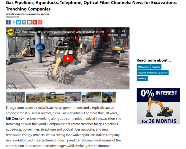  - Gas Pipelines, Aqueducts, Telephone, Optical Fiber Channels: News for Excavations, Trenching Companies