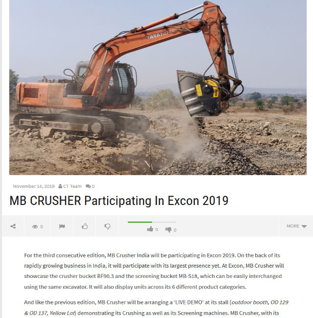  - MB CRUSHER participating in Excon 2019 