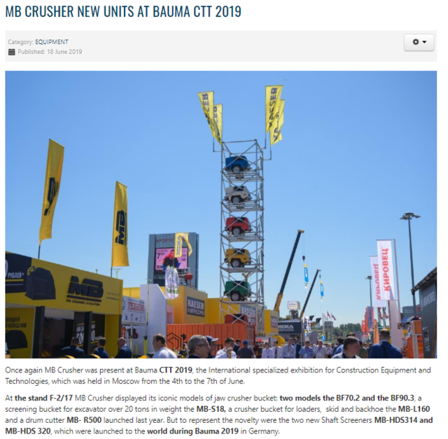  - MB Crusher New Units at Bauma CTT 2019