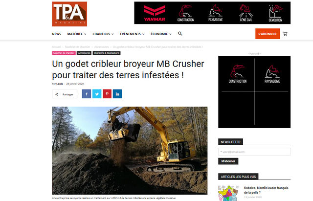  - Un godet cribleur broyeur MB Crusher pour traiter des terres infestées !