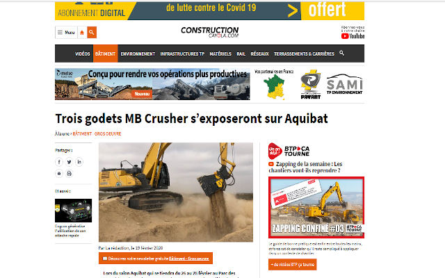  - Trois godets MB Crusher s’exposeront sur Aquibat