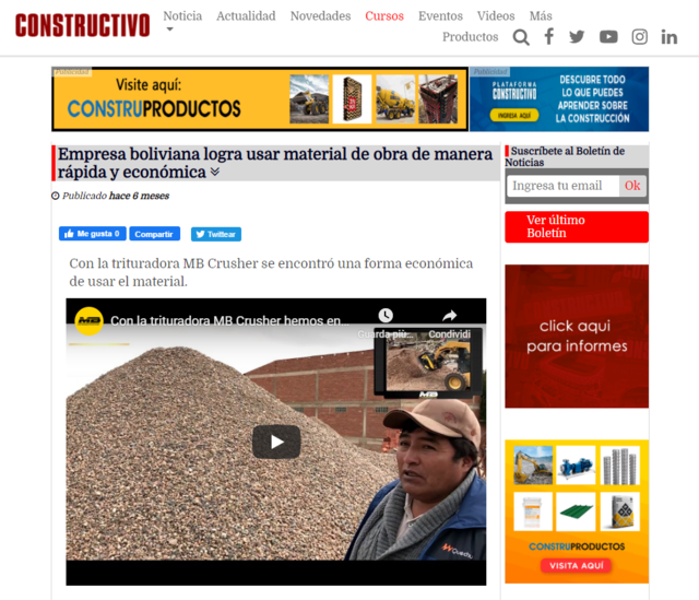  - Empresa boliviana logra usar material de obra de manera rápida y económica 