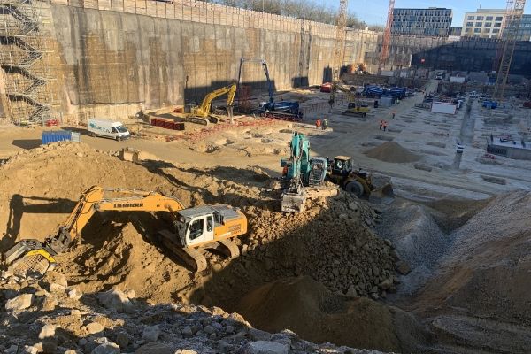 recycling materials to construct foundations for the new European Union buildings.