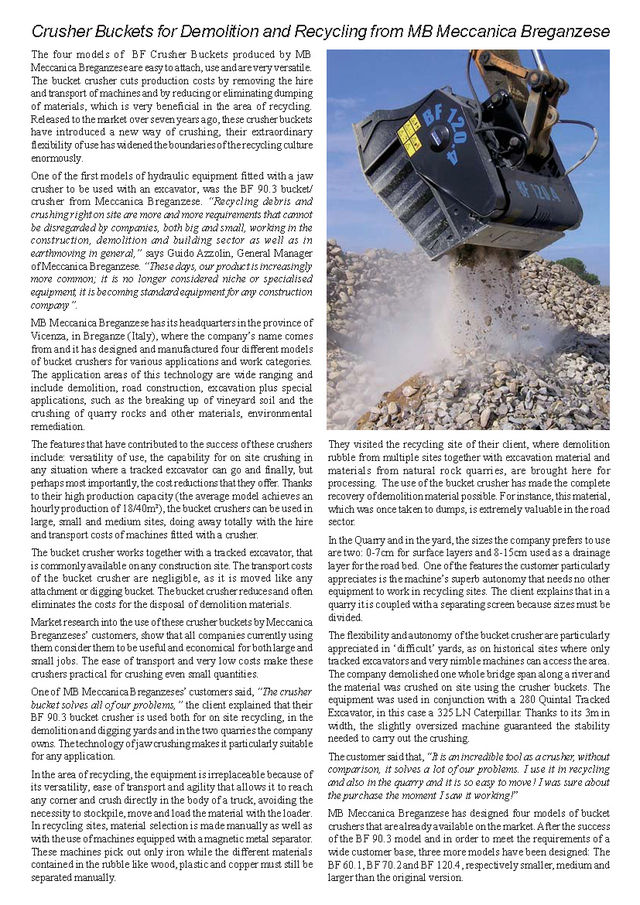  - Crusher Buckets for Demolition and Recycling from MB Meccanica Breganzese